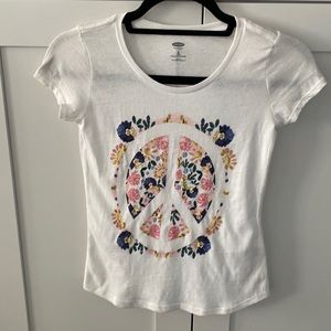 Retro Flowers Peace Sign Tee -